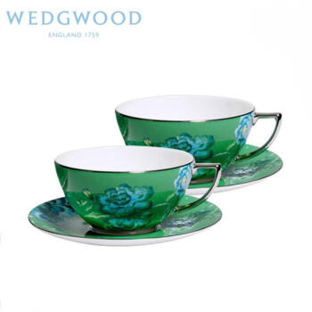 WEDGWOOD威基伍德 翠玉凤凰2杯2碟组-绿 骨瓷中国风欧式双人下午茶咖啡具