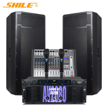 狮乐（SHILE）AV2080/BM25/天琴十号/SH12 专业纯后级功放带双15英寸大功率音响组合 户外演出大功率音箱套装