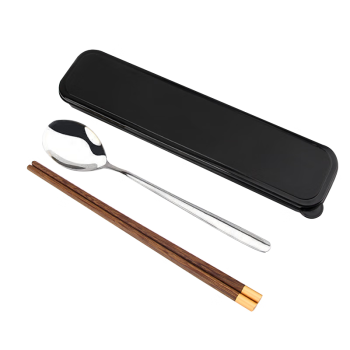 美厨（maxcook）316L不锈钢勺子木筷子餐具套装 鸡翅木便携式筷勺三件套MCK5596
