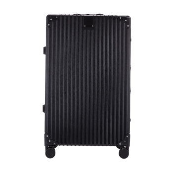 ELLE法国20英寸黑色行李箱时尚铝框拉杆箱万向轮旅行箱TSA密码箱