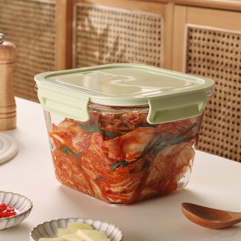 格娜斯冰箱保鲜盒玻璃腌菜缸大容量微波炉密封罐泡菜泡椒凤爪收纳盒1.8L
