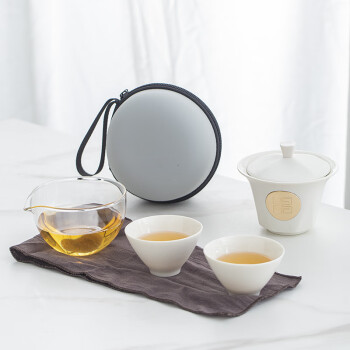 蒋莱（JANLA）榜眼堂便携旅行茶具简约陶瓷盖碗一壶两杯 白色 其他颜色联系客服