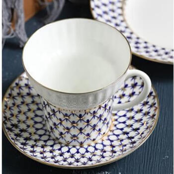 俄皇茶具瓷白钴蓝系列下午茶手绘陶瓷高颜值瓷器 一杯一碟