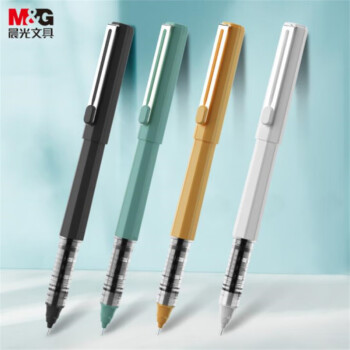 晨光（M&G）直液式全针管签字笔 大容量速干水笔 商务办公中性笔 初色系列 ARPB1801 0.5mm 黑色 12支/盒