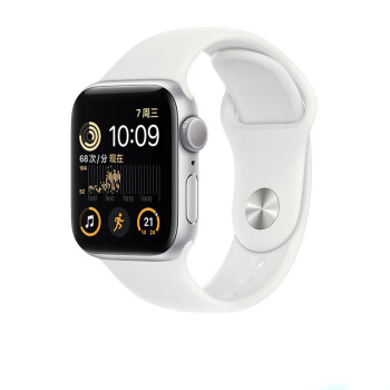 Apple Watch SE 2022款智能手环表GPS款40毫米银色铝金属表壳白色运动型表带 MNJV3CH/A