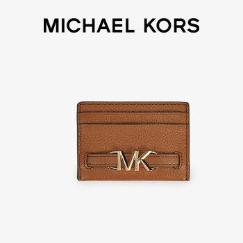 MICHAEL KORS礼物送女友MK女包REED系列 Logo 饰卡包 大号 牛皮棕