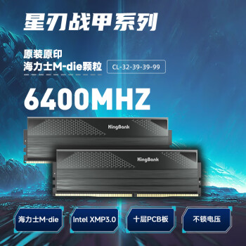金百达（KINGBANK）96GB(48GBX2)套装 DDR5 6400 台式机内存条海力士M-die颗粒 星刃 C32