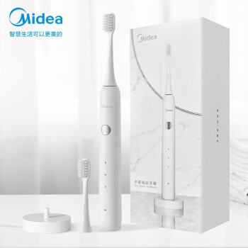 美的（Midea）电动牙刷男女成人软毛声波智能全自动防水感应式充电MR1系列冰川白 MC-AJ0101