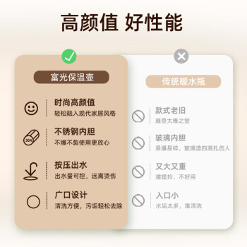 富光保温壶大容量内外304不锈钢保温壶 易清洗 家用暖壶热水壶开水瓶