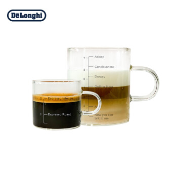 德龙（Delonghi）咖啡机 双杯带刻度 90ml浓缩咖啡杯 295ml花式咖啡杯 咖啡机专用 玻璃杯套装