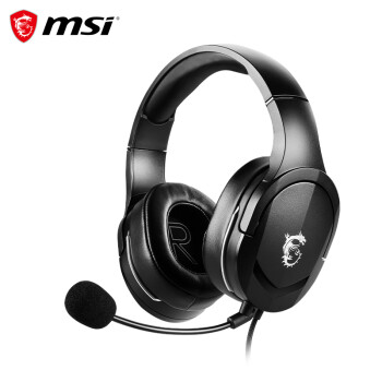 微星（MSI）GH20 电竞耳机 头戴式游戏耳机 电竞耳麦 轻量化设计 人体工学 带线控 黑色