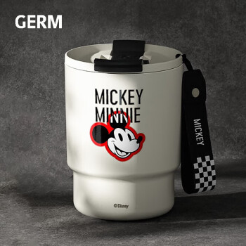 格沵（germ）咖啡杯 迪士尼联名保温杯 双饮车载竹简款水杯 360ML 微笑米奇