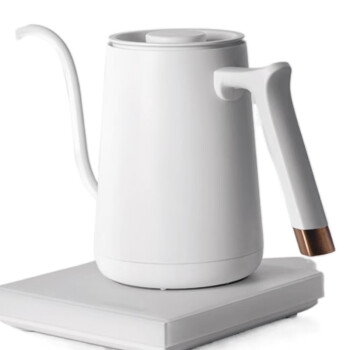 QKEJQ咖啡温控壶 家用不锈钢细口手冲咖啡壶水壶泡茶控温壶   极速版-800ML&1500瓦 细嘴丨白色