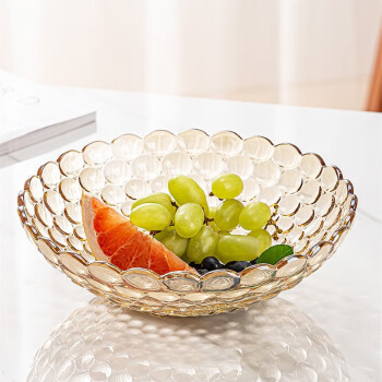 弗莱文茨网红玻璃果盘创意现代糖果盘家用客厅水果盘 气泡果盘29.8cm透明