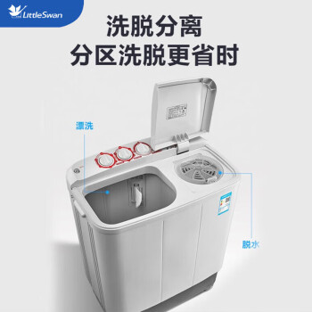 小天鹅（LittleSwan）双桶洗衣机家用大容量双缸老式强劲水流 加厚租房专用半自动洗脱分离洗衣机TP80VDS08