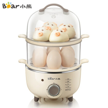 小熊煮蛋器 家用蒸蛋锅旋钮可定时煮蛋羹机单双层蒸蛋器自动断电迷你ZDQ-B14R1