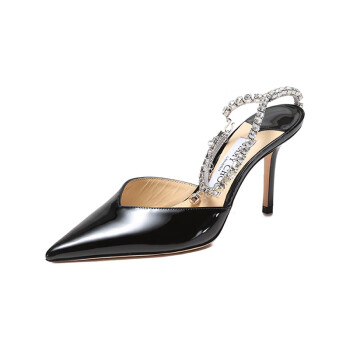 周仰杰（JIMMY CHOO ）七夕 女士高跟鞋黑色 SAEDA 85 BOB 222 BLACK CRYSTAL 35