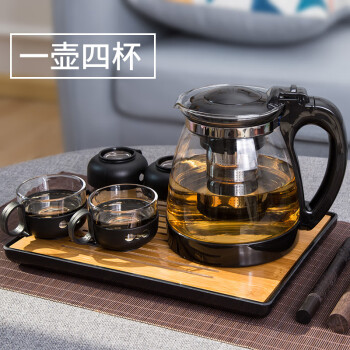 天喜（TIANXI）泡茶壶套装大容量玻璃茶壶加厚耐热茶具花茶壶2000ml 