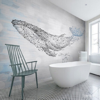 简约现代抽象鲸鱼艺术墙布壁纸客厅沙发电视背景墙纸 (无缝)高雅宫廷