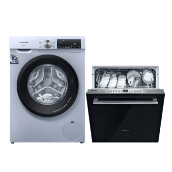 西门子(SIEMENS) 12套嵌入式除菌洗碗机+10公斤变频洗烘一体机套装 SJ636X04JC(含黑色门板)+WN54A1X42W