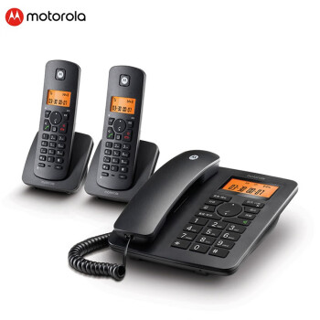 摩托罗拉(Motorola)数字无绳电话机 无线座机 子母机一拖二 办公家用 免提 来电显示C4202LC（黑色）