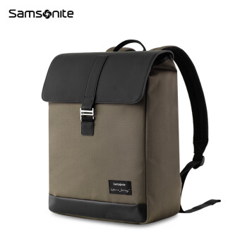 新秀丽（Samsonite）双肩电脑包笔记本包大容量翻盖包男士学院风背包96Q*03026 棕色