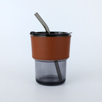 扬格 CXN  吸管杯竹节杯玻璃杯烟灰色400ML（20个装） 可定制