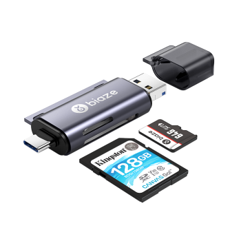 毕亚兹 Type-C/USB3.0高速读卡器 SD/TF内存卡读卡器多合一鸿蒙手机电脑平板OTG无人机行车记录仪单反相机A19
