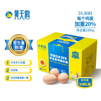 黄天鹅20枚达到可生食标准 无菌蛋 健康轻食1060g/盒 纸浆蛋托