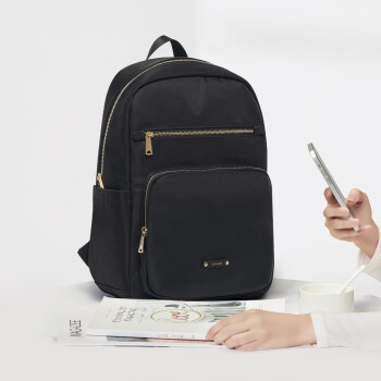 爱华仕（OIWAS）双肩包电脑包14英寸商务轻便女士背包男笔记本包旅行通勤包 黑色