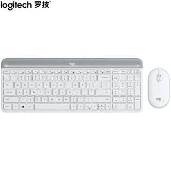 罗技（Logitech）无线键鼠套装 超薄全尺寸带无线2.4G接收器键鼠套装 芍药白 MK470