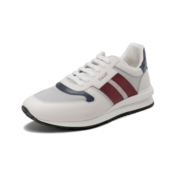 Bally巴利 男士白色多色红白条纹织物配皮系带休闲运动鞋 ASTAR TC 47 6300604 5码 1号会员店
