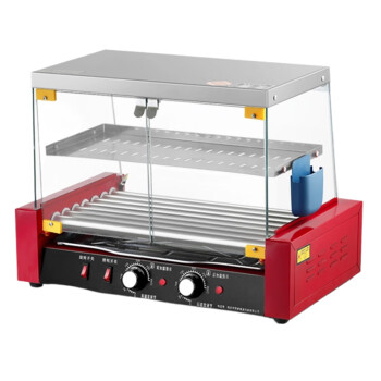 苏勒红色烤肠机商用小型全自动烤香肠机烤火腿肠机   豪华红色7管拉门款+置物架