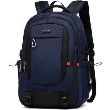 Edison高中生书包大容量初中大学生防泼水双肩包旅行背包K052-1G宝石蓝