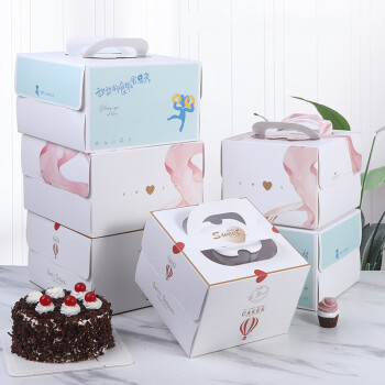 琶贝 6寸蛋糕盒子 欧式手提透明开窗生日蛋糕盒烘焙包装盒 30个起售
