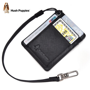 暇步士（Hush Puppies）卡包男超薄证件包便携银行卡包多功能防盗卡片包 黑色 礼盒装