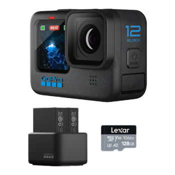 GoPro HERO12 Black防抖运动相机 增强续航 防水相机 vlog潜水滑雪摄影摄像【单机+增强双充+128G】