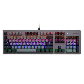 迪摩（DEARMO）F20机械键盘有线键盘游戏键盘104键混光+RGB键盘吃鸡键盘电脑键盘 深空灰 黑轴