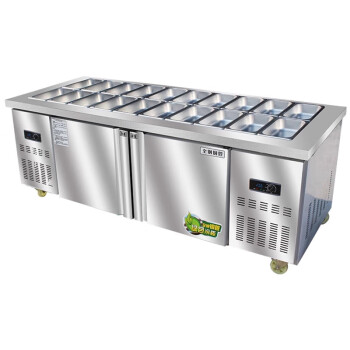 TYXKJ开槽沙拉台商用保鲜工作台披萨台撒料小菜冰箱水果捞展示柜喷雾   1800x800x800MM