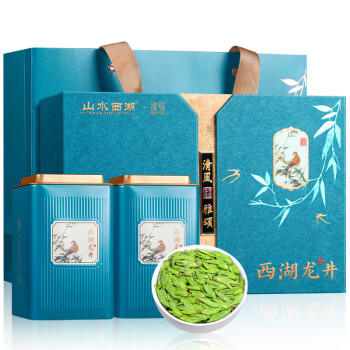 山水西湖绿茶西湖龙井特级250g2024明前新茶头采嫩芽礼盒装春茶送礼自己喝