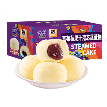 港荣 蒸蛋糕蓝莓夹心 480g整箱早餐小面包零食饼干点心休闲零食礼品