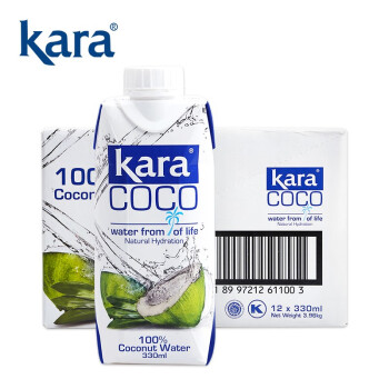 KARA椰子水 印尼进口青椰果汁饮料 330ml*12 整箱（新老装随机）