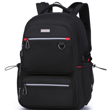 Edison高中生书包大容量初中大学生反光双肩包旅行背包 K052-6G黑色