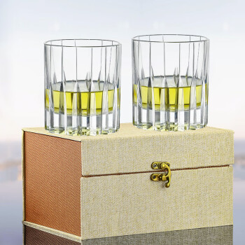 高斯（Glass） 星芒杯透明水晶玻璃日式创意江户切子威士忌杯礼盒结婚乔迁礼物 对杯礼盒 260ml