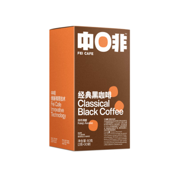 中啡（ZHONGFEI）速溶黑咖啡 未添加糖纯黑咖啡 30条60克 云南小粒咖啡