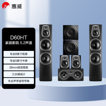 惠威（HiVi）D60HT+Sub10G音响 家庭影院套装5.2声道落地式HIFI高保真电视音箱组合 需搭配功放