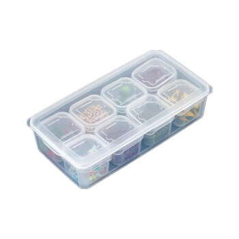 京忻食堂餐厅塑料食物食品留样盒保鲜盒 8格带大+小盖（单盒300ml）