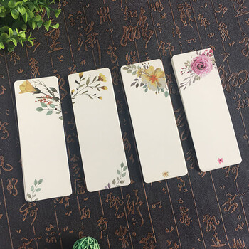 diy书签简约中国风手绘创意卡片白卡纸自制留言卡 白卡古风花朵(40张)