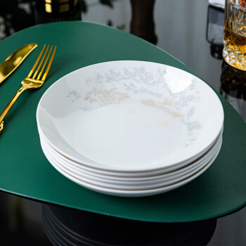 陶相惠陶瓷盘子套装家用8英寸菜盘深盘饭盘汤盘骨瓷餐盘菜碟盘子10只装