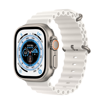 Apple Watch Ultra 智能手表 GPS + 蜂窝款 49毫米 钛金属表壳白色海洋表带 eSIM健康手表 MNHM3CH/A